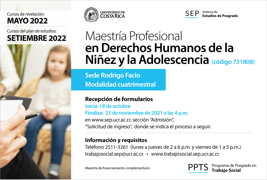  Maestría Profesional en Derechos Humanos de la Niñez y la Adolescencia (código 731808) Sede …