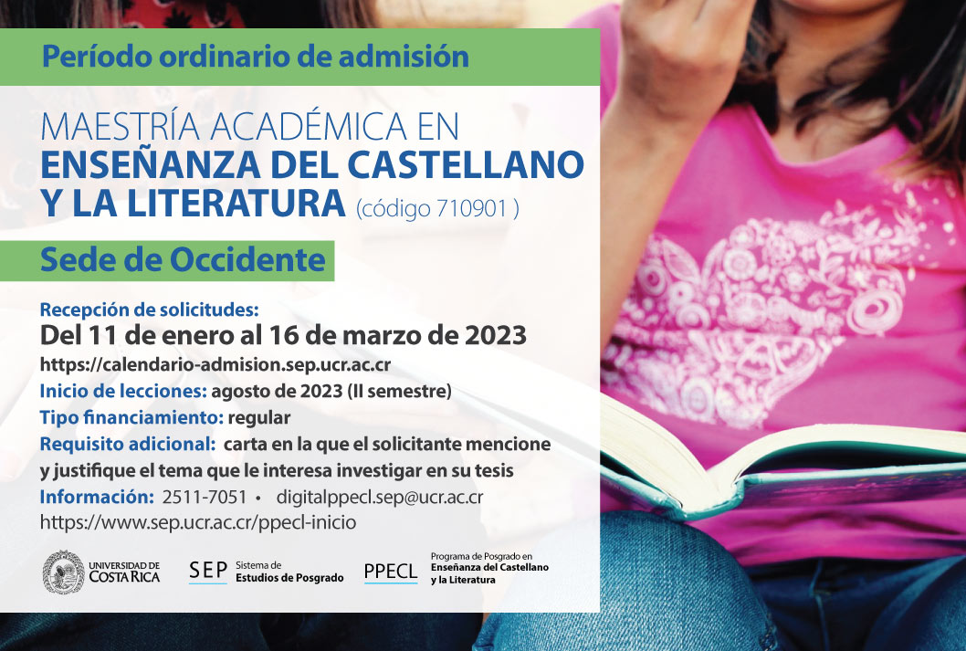  Maestría Académica en Enseñanza del Castellano y la Literatura Sede de Occidente   Inicio de …