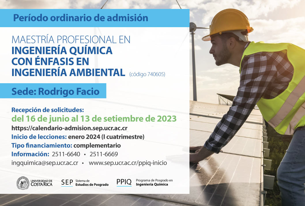  Maestría Profesional en Ingeniería Química con énfasis en Ingeniería Ambiental  Sede: Rodrigo …