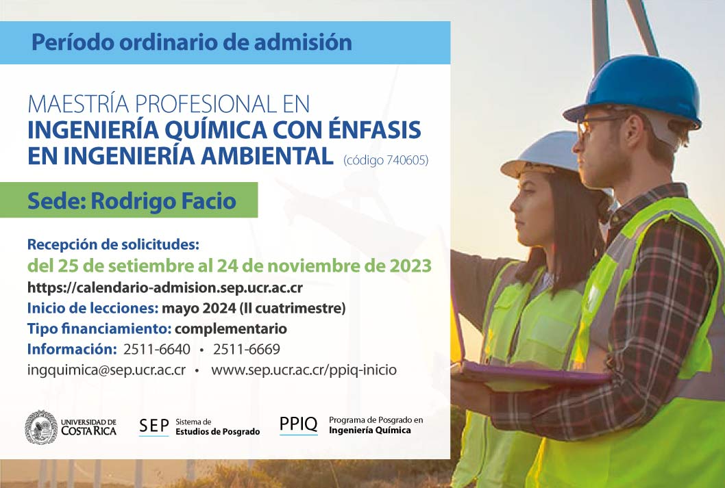   Maestría Profesional en Ingeniería Química con énfasis en Ingeniería Ambiental  Sede: Rodrigo …