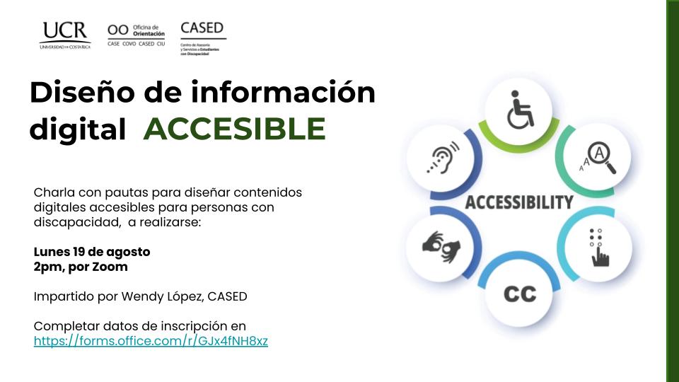  CASED invita a la charla "Diseño de información digital ACCESIBLE", donde se darán …