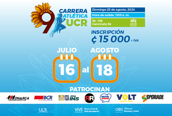  ¡La Carrera Atlética UCR 2024 te espera con grandes sorpresas!  Fecha: 25 de agosto Hora: 7:00 …