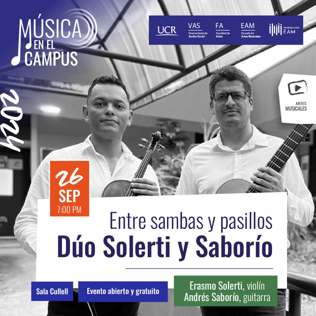  En el mes patrio, el Dúo Solerti & Saborío ofrecerá un recital rico en danzas latinoamericanas, …